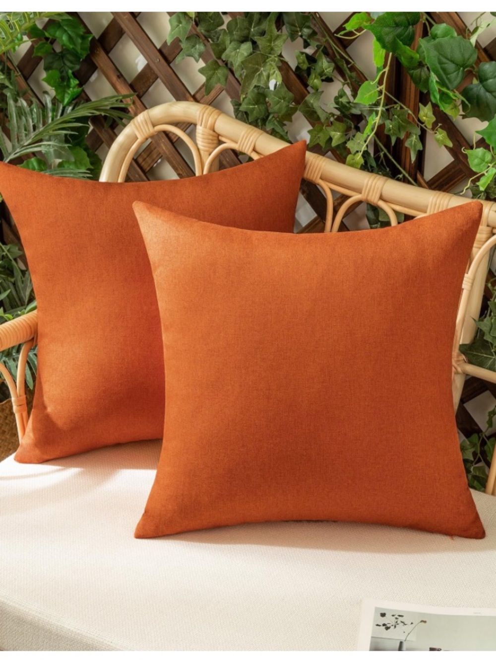 Woaboy Outdoor Waterproof Throw Pillow Covers 20x20” (2-pack) ORANGE